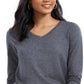 Style & Co Women's V Neck Long Sleeve Shirt Grey Size Large