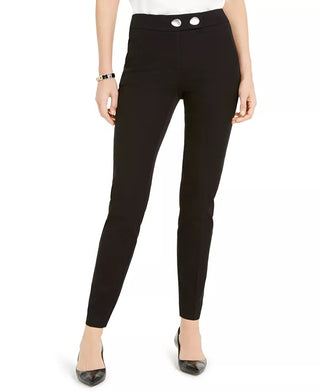 Alfani Women's Petite Extended-Tab Skinny Pants  Black Size 16 Petite