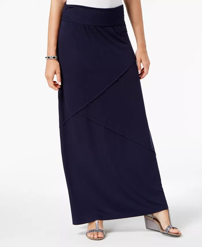 Style & Co Women's Comfort-Waist Maxi-Skirt  Navy Size X-Small