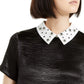 Monteau Women's Rhinestone Collar Top Black Size M