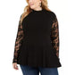 INC International Concepts Women's Plus Size Rhinestone Tunic Black Size 1X
