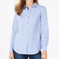Charter Club Women's Cotton Printed Button-Front Top Blue Size 6