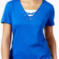 Karen Scott Women's Lace Up Layered Look Top Blue Size S