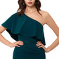 Xscape Women's One Shoulder Ruffle Dress Green Size 6