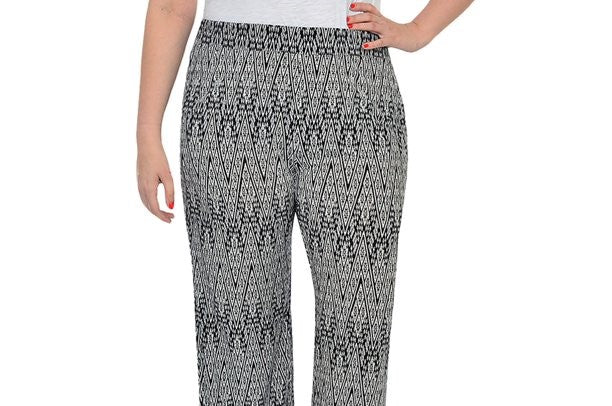 NY Collection Women's Plus Printed Pull On Lounge Pants Black Size 1X