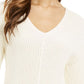 Charter Club Women's Cotton Textured V-Neck Sweater White Size X-Small