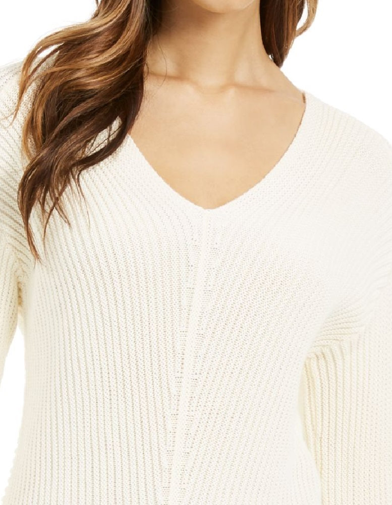 Charter Club Women's Cotton Textured V-Neck Sweater White Size X-Small