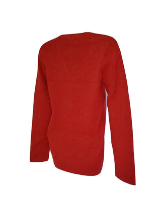 DKNY Women's Metallic-Threaded Embellished Sweater Red Size Small