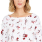 Charter Club Women's Petite Printed Pima Cotton Top White Size Pettite Small