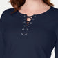 Karen Scott Women's Lace-Up French Terry Sweatshirt Blue Size Medium