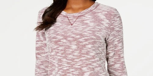 Karen Scott Women's Petite Space-Dye 3/4-Sleeve Top Medium Red Size Pettite Large