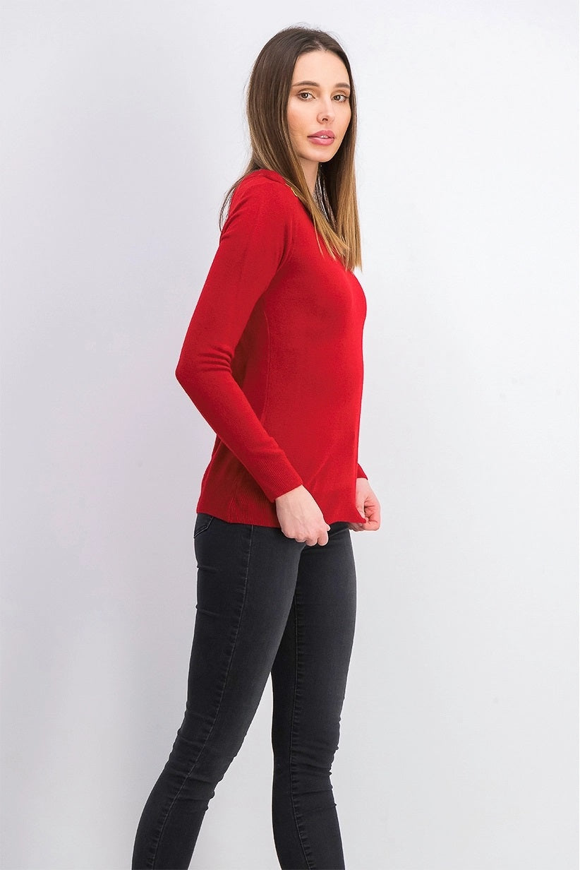 Karen Scott Women's Petite Button-Shoulder Sweater Red Size Medium