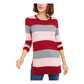 Maison Jules Women's Color Block Long Sleeve Jewel Neck Sweater Size Red Size S