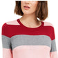 Maison Jules Women's Color Block Long Sleeve Jewel Neck Sweater Size Red Size S