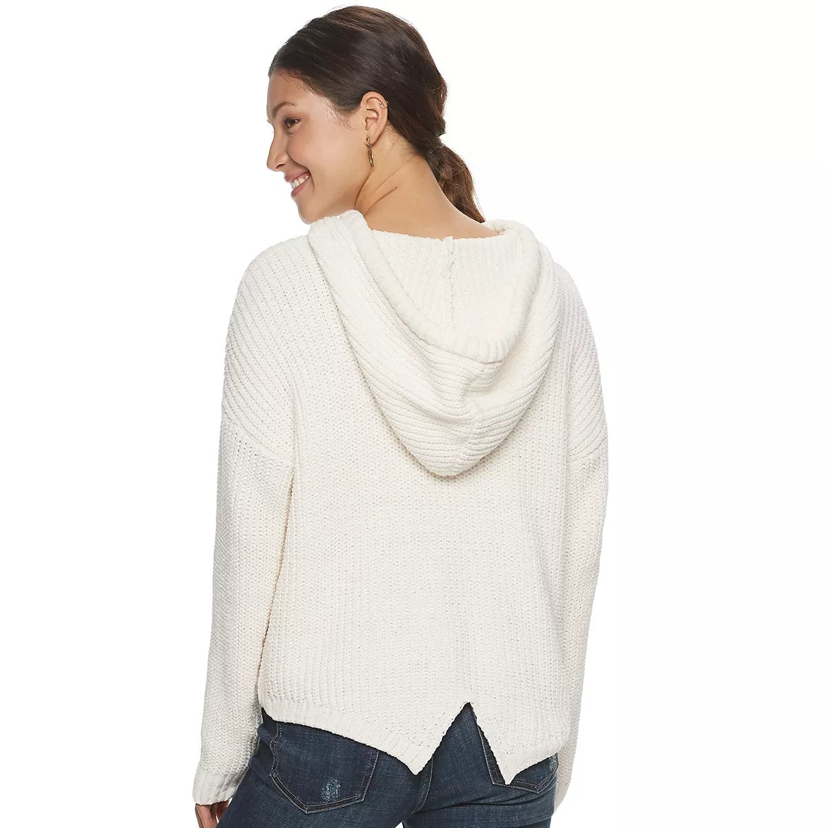 American Rag Women's Juniors'' Chenille Hoodie Beige  Size X-Large