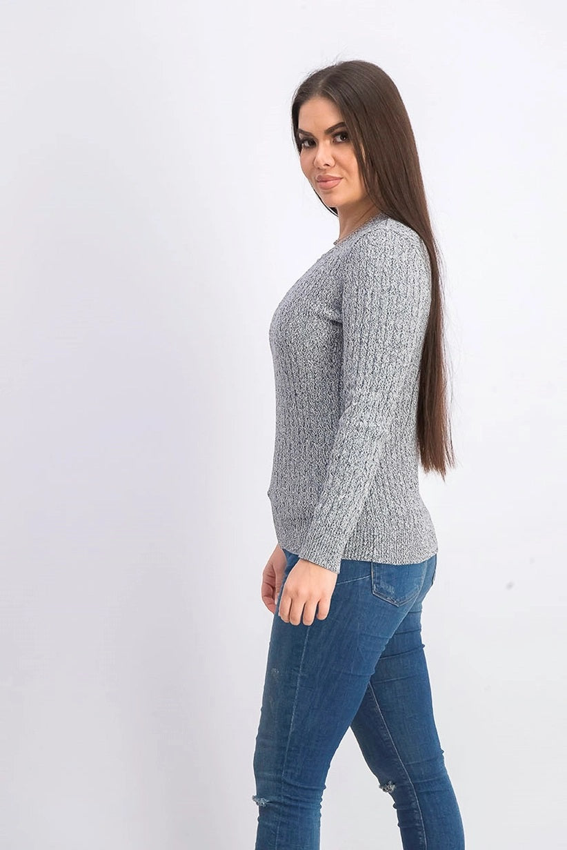 Karen Scott Women's Petite Marled Cotton Cable-Knit Sweater Gray Size PS