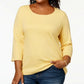 Karen Scott Women's Scoop-Neck Top Yellow Size X-Large