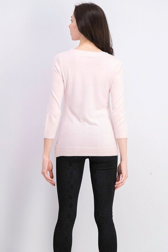 Karen Scott Women's Bateau-Neck Long-Sleeve Sweater Pink Size Large