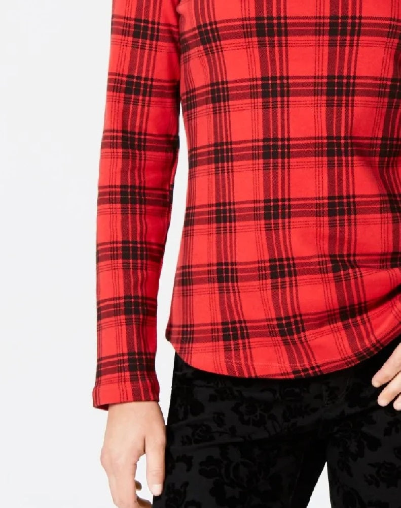 Charter Club Women's Cotton Plaid Top Red Size XX-Large
