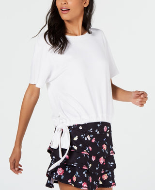 Ideology Women's Tie-Hem Top White  Size X-Large