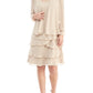 SL Fashions Women's 2-Pc. Open-Front Jacket & Tiered Fit & Flare Dress Beige Size 12