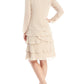 SL Fashions Women's 2-Pc. Open-Front Jacket & Tiered Fit & Flare Dress Beige Size 12
