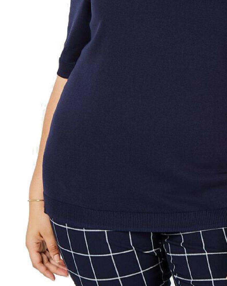 Charter Club Women's Button-Shoulder Sweater Navy  Size Small