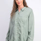 Charter Club Women's Woven Solid Tencel Shirt Green Size Large