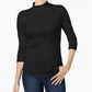 Charter Club Women's Cotton Mock-Neck Top Black  Size X-Large
