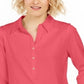 Charter Club Women's Supima Cotton 3/4 Sleeve Polo Shirt Red Size Large