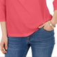Charter Club Women's Supima Cotton 3/4 Sleeve Polo Shirt Red Size Large