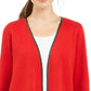 Charter Club Women's Milano Cotton Open-Front Cardigan Red Size Medium