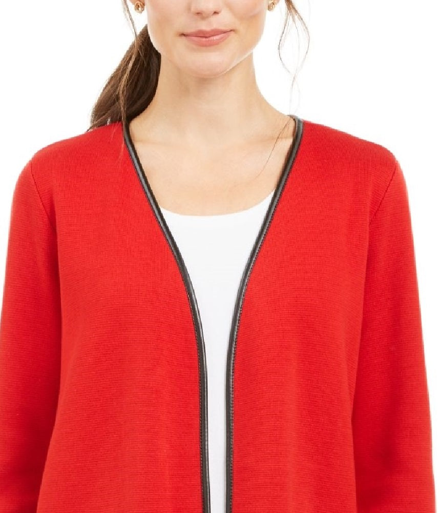 Charter Club Women's Milano Cotton Open-Front Cardigan Red Size Medium