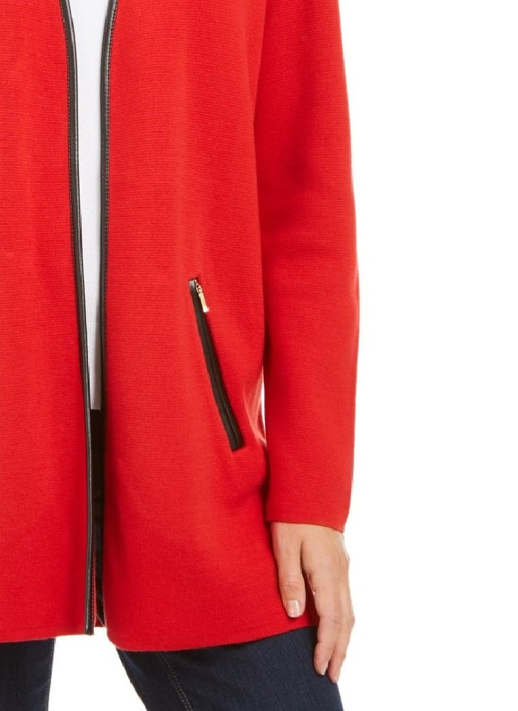 Charter Club Women's Milano Cotton Open-Front Cardigan Red Size Medium