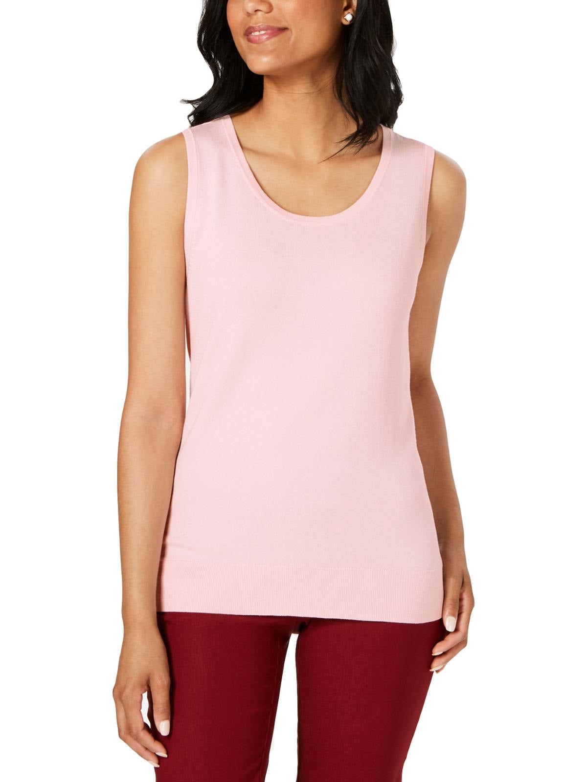 Charter Club Women's Sleeveless Crew-Neck Sweater Pink Size XX-Large