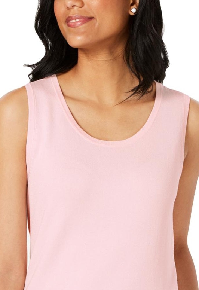 Charter Club Women's Sleeveless Crew-Neck Sweater Pink Size XX-Large