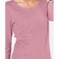 Karen Scott Women's Petite Lace Square-Neck 3/4-Sleeve Top Pink Size Pettite X-Large