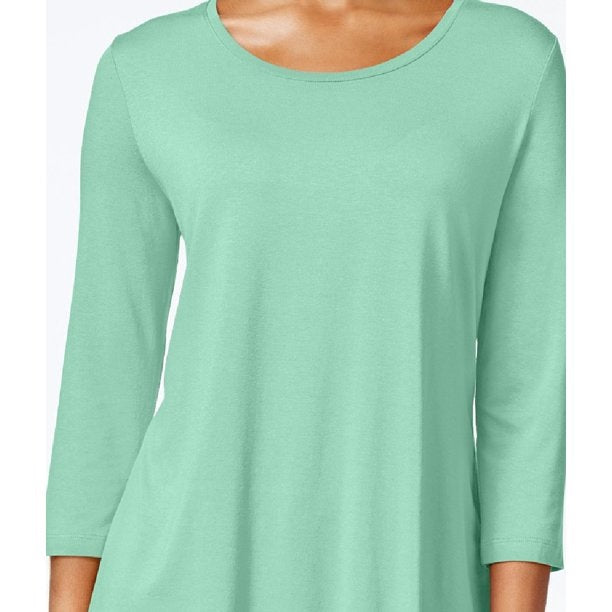 JM Collection Women's Scoop-Neck Top Green Size Small