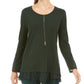 Style & Co Women's Petite Lace-Shoulder Top Green Size Pettite X-Large