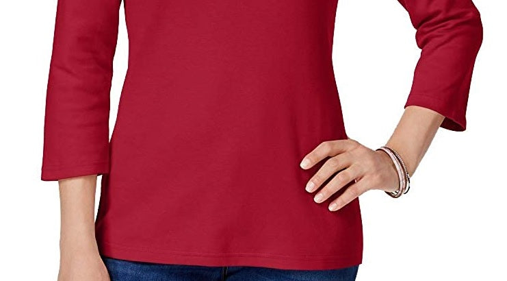 Karen Scott Women's Scoop-Neck Top Red Size X-Large