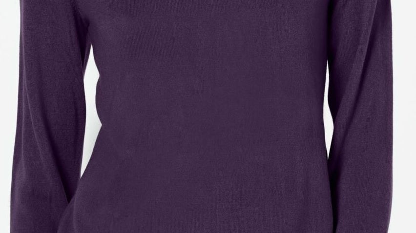 Karen Scott Women's Petite Button-Shoulder Sweater Purple Size Medium