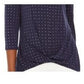 JM Colletion Women'sEmbellished Twist-Front Top Navy Size Small