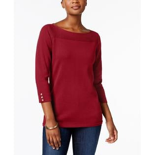 Karen Scott Women's Petite Cotton Sweater Red Size Pettite X-Large
