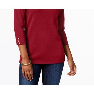 Karen Scott Women's Petite Cotton Sweater Red Size Pettite X-Large