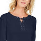 Karen Scott Women's Lace-Up French Terry Sweatshirt Navy Size Small