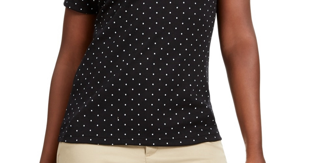 Karen Scott Women's Dot-Print T-Shirt Black Size Small