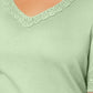 Karen Scott Women's Cotton Open-Trim V-Neck T-Shirt Green Size Medium