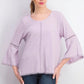 Style & Co Women's Crochet-Trim Bell-Sleeve Top Painted Lilac Size Small