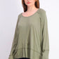 Style & Co Women's High-Low Swing Top Olive Drab Size Small