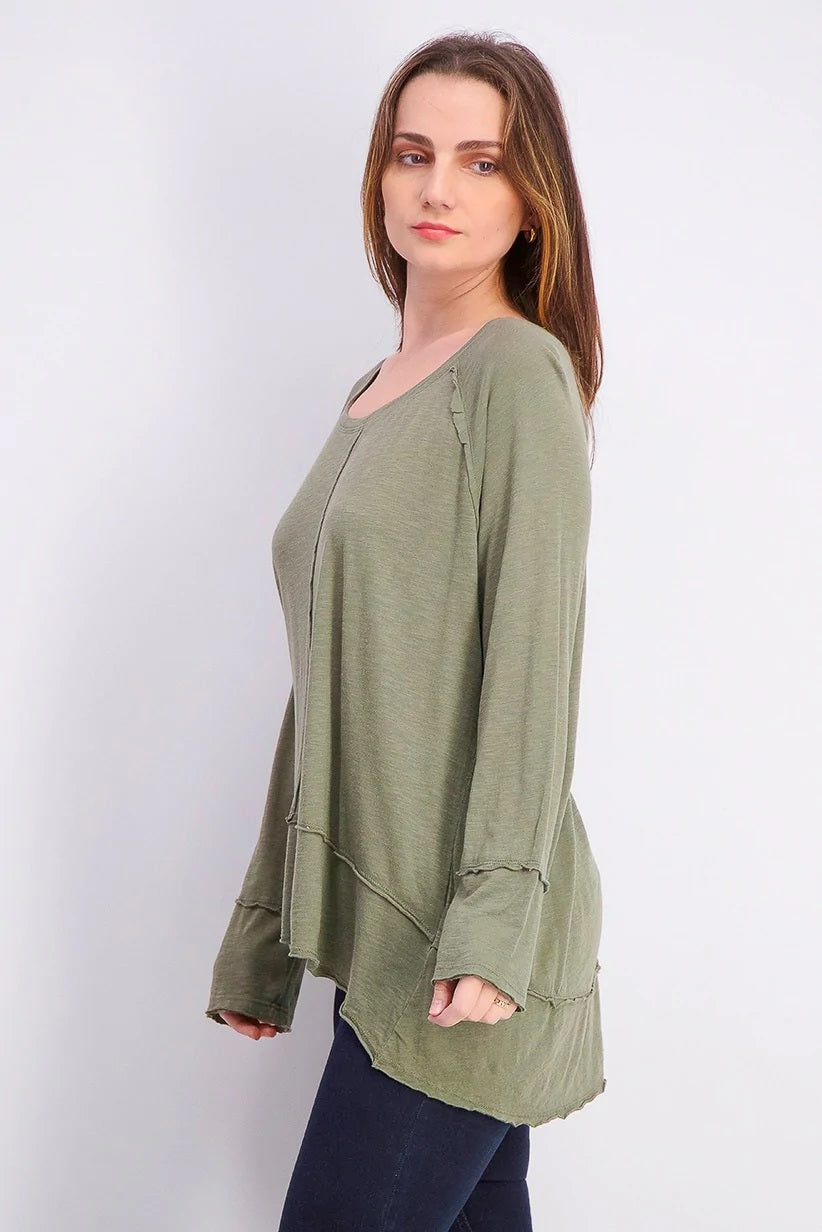 Style & Co Women's High-Low Swing Top Olive Drab Size Small